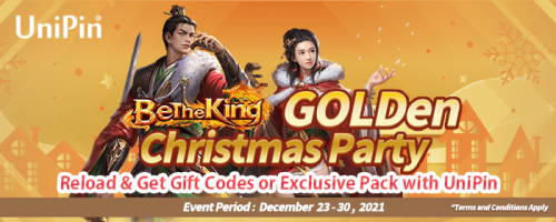Be the King-GOLDen Christmas Party-Reload & Get Gift Codes and Exclusive Pack! (MY)
